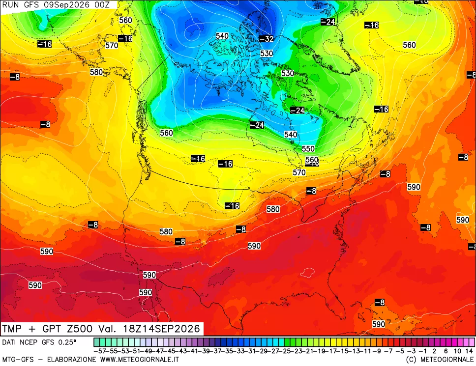 mappa 500 hPa Temp + GPT