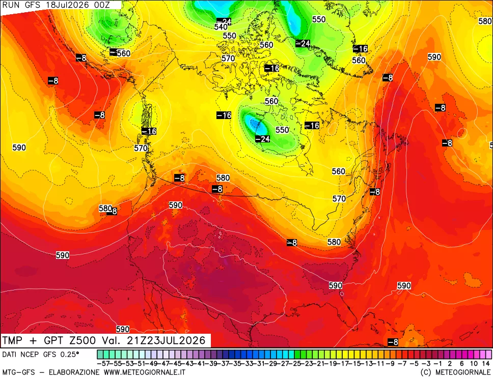 mappa 500 hPa Temp + GPT