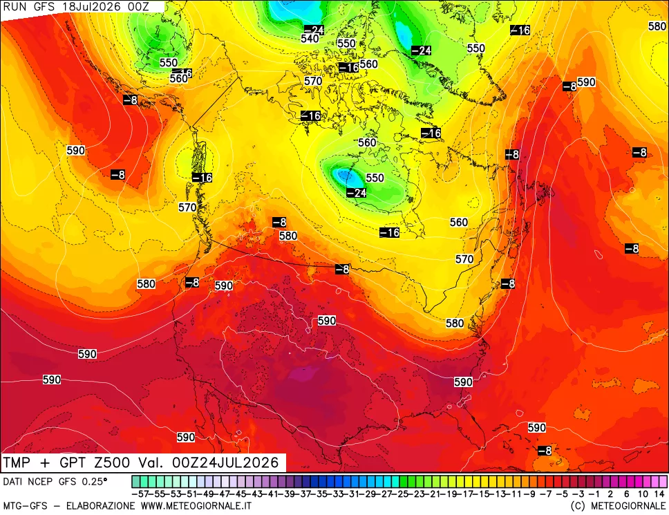 mappa 500 hPa Temp + GPT
