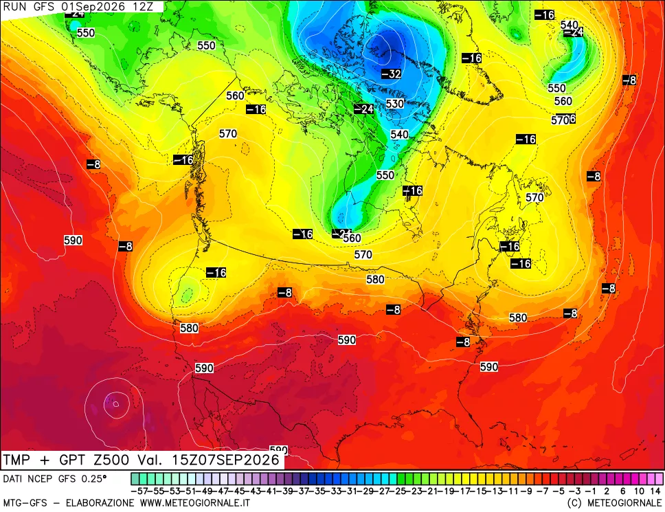 mappa 500 hPa Temp + GPT