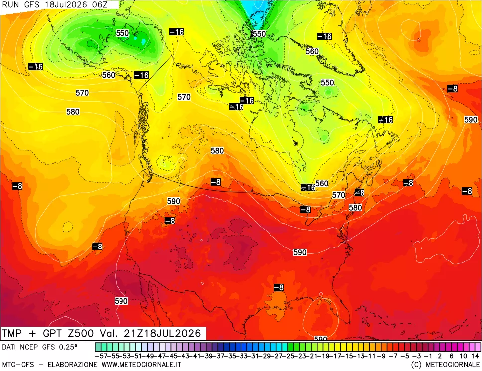 mappa 500 hPa Temp + GPT