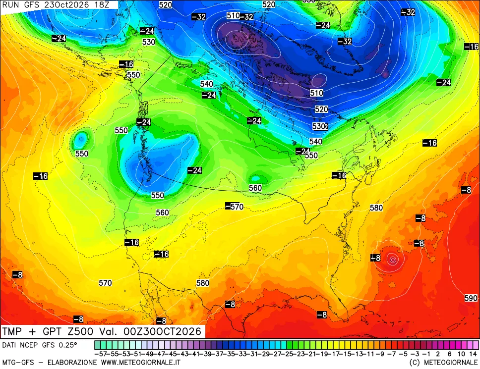 mappa 500 hPa Temp + GPT