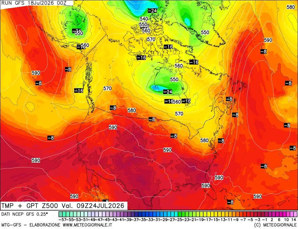 mappa 500 hPa Temp + GPT