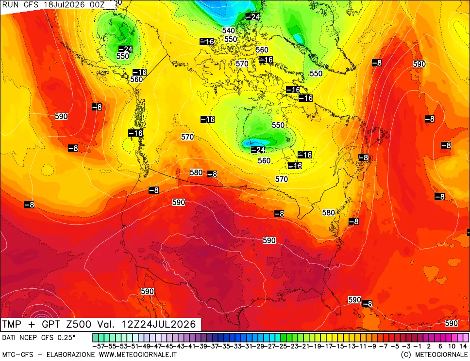 mappa 500 hPa Temp + GPT