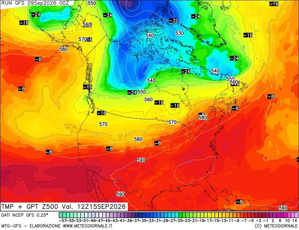 mappa 500 hPa Temp + GPT