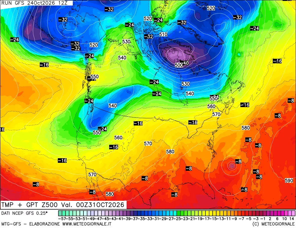mappa 500 hPa Temp + GPT