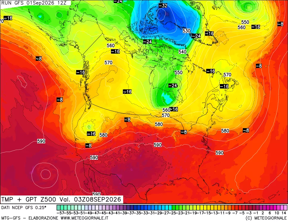 mappa 500 hPa Temp + GPT