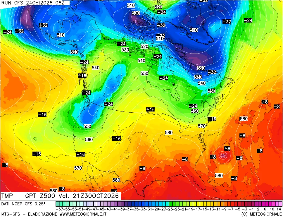 mappa 500 hPa Temp + GPT