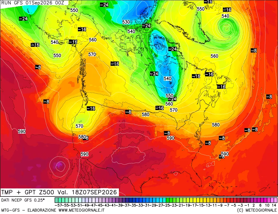 mappa 500 hPa Temp + GPT