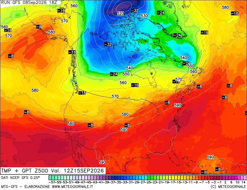 mappa 500 hPa Temp + GPT