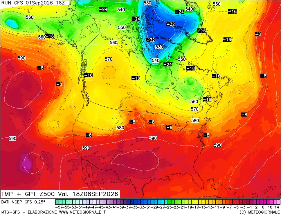mappa 500 hPa Temp + GPT