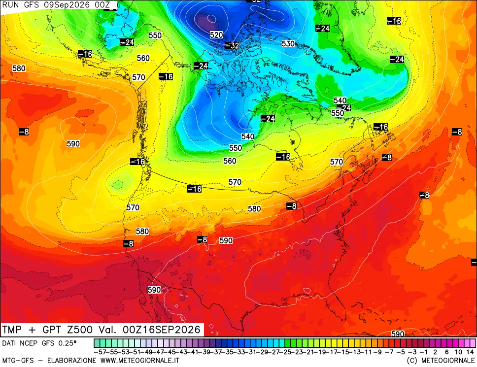 mappa 500 hPa Temp + GPT