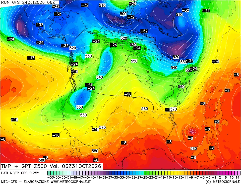 mappa 500 hPa Temp + GPT