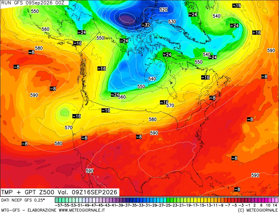 mappa 500 hPa Temp + GPT