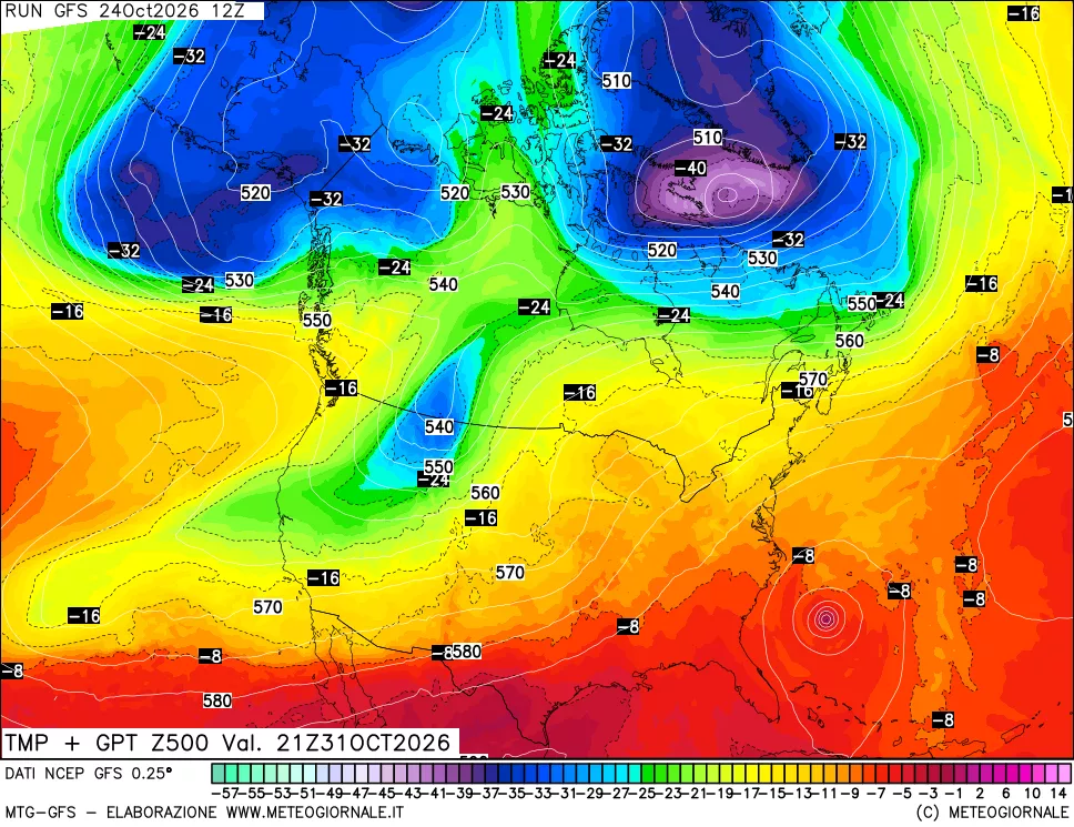 mappa 500 hPa Temp + GPT