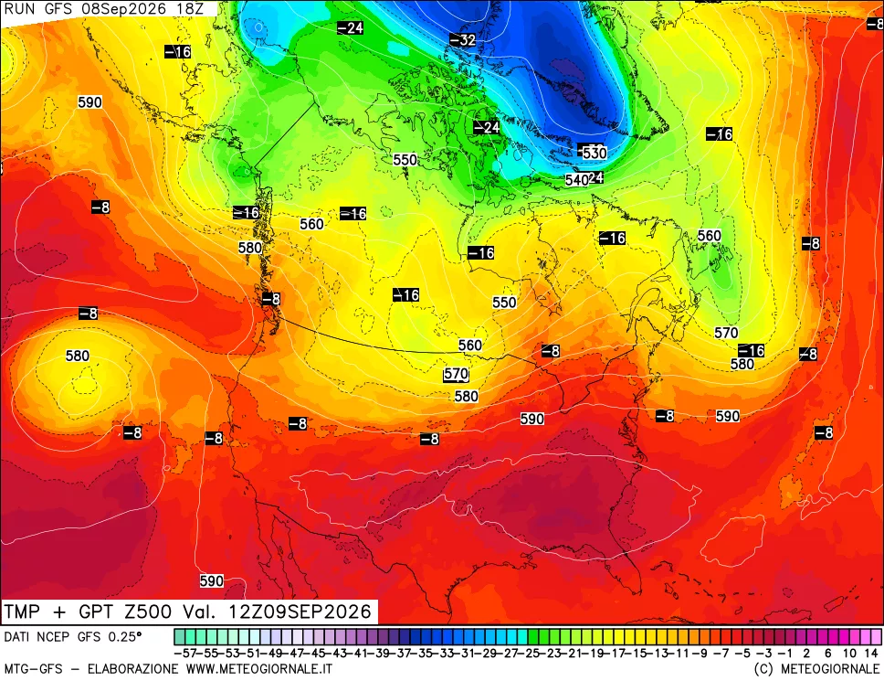 mappa 500 hPa Temp + GPT
