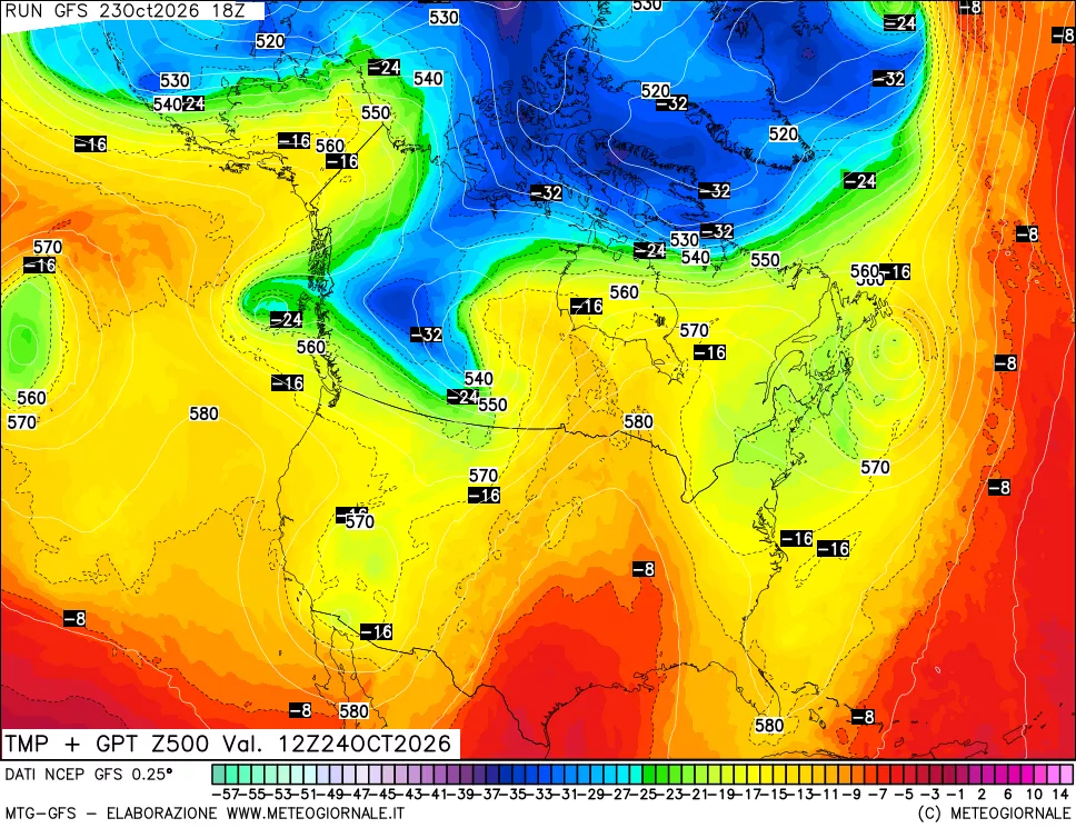 mappa 500 hPa Temp + GPT