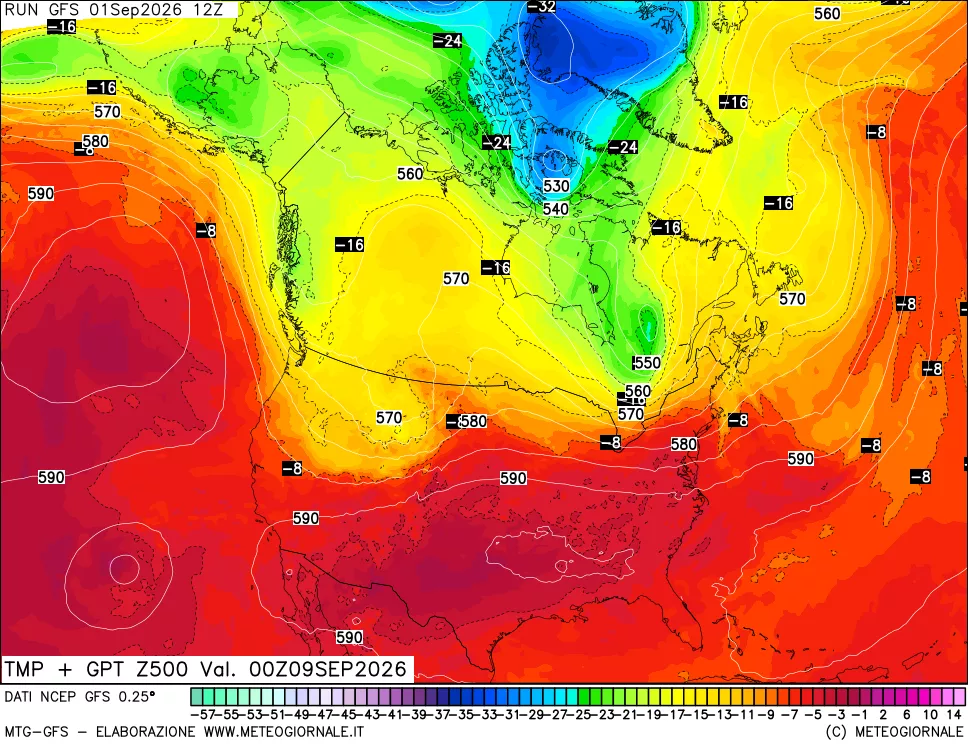 mappa 500 hPa Temp + GPT