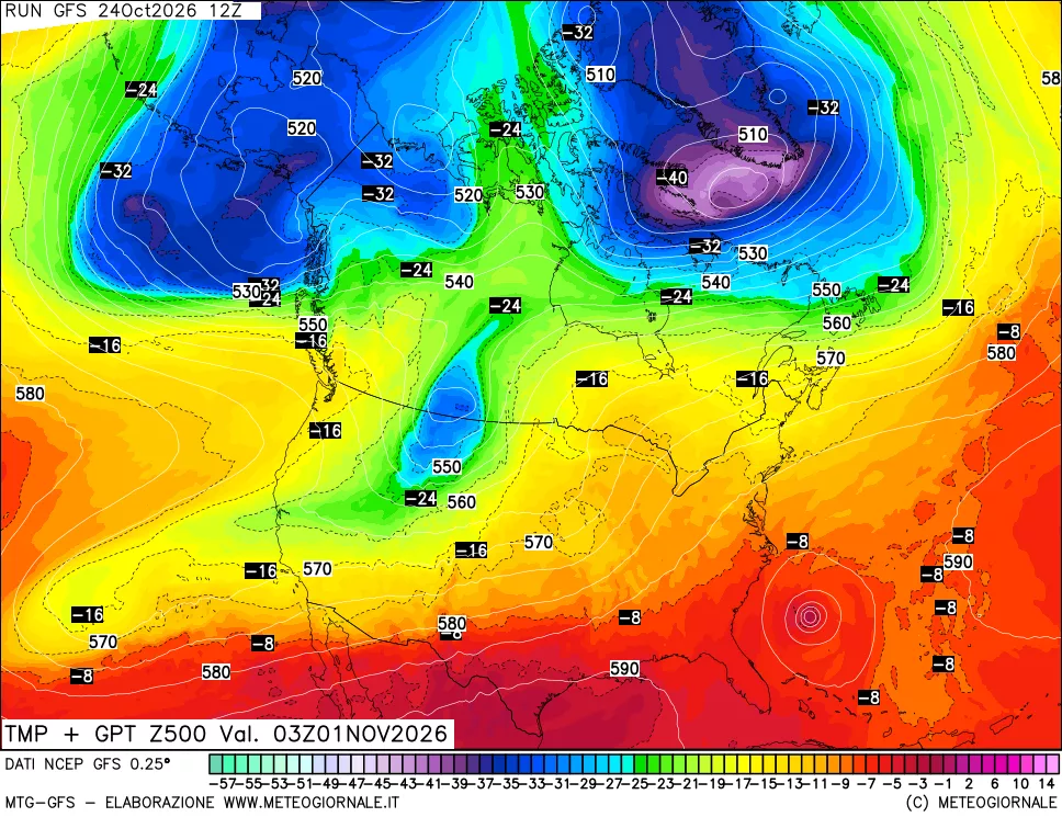 mappa 500 hPa Temp + GPT
