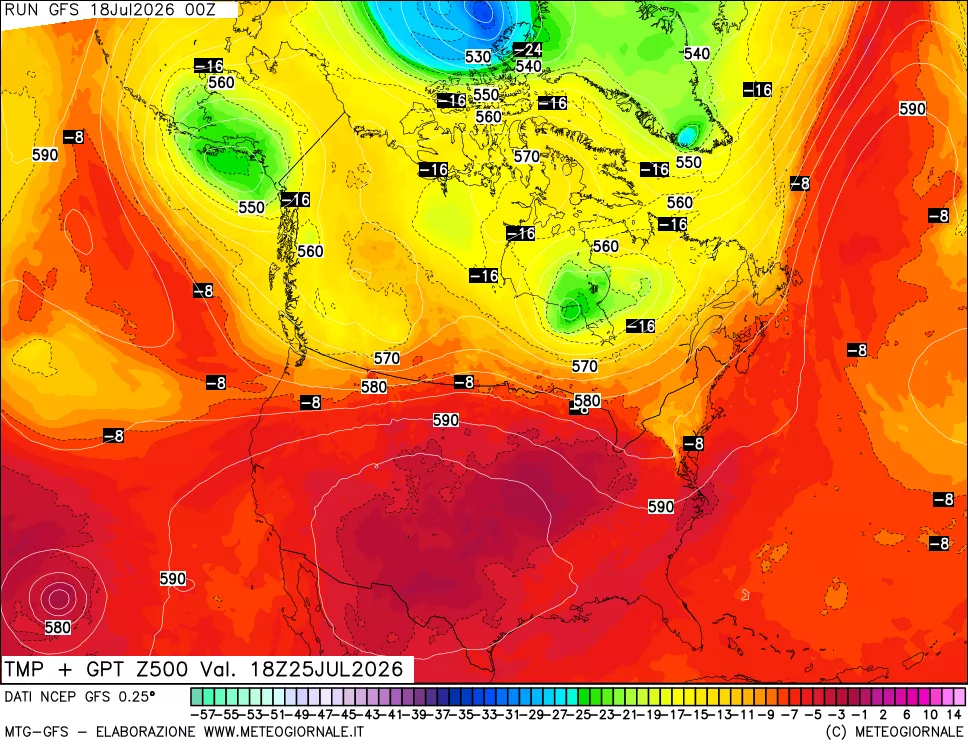 mappa 500 hPa Temp + GPT