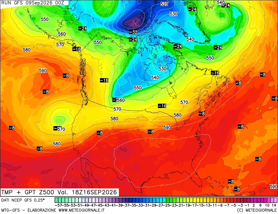 mappa 500 hPa Temp + GPT