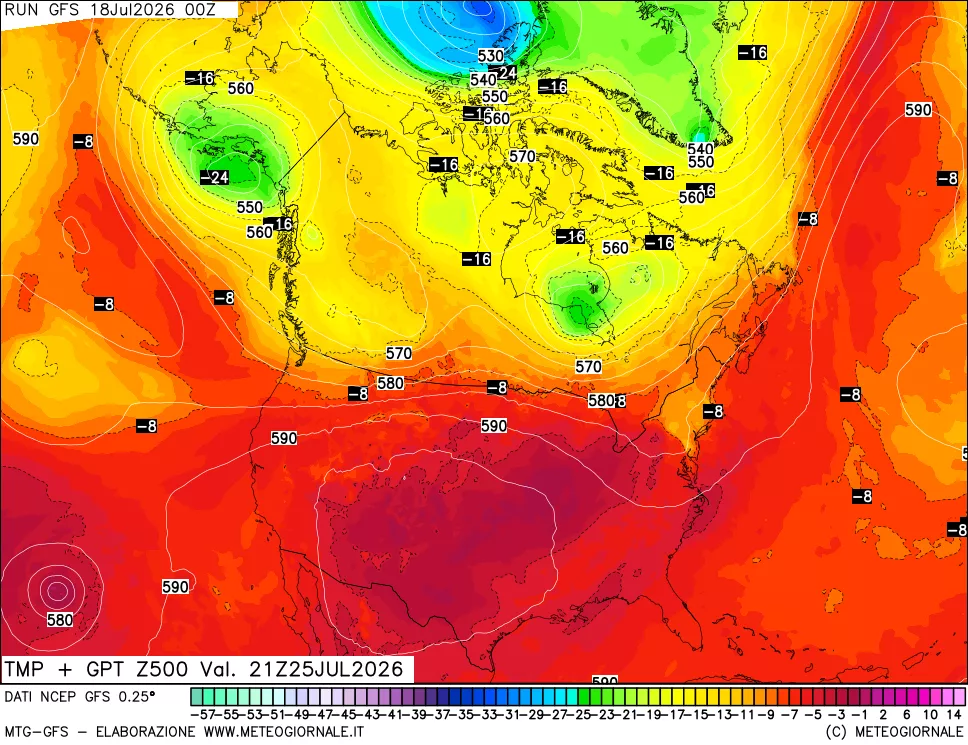 mappa 500 hPa Temp + GPT