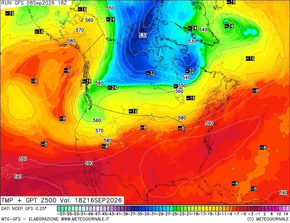 mappa 500 hPa Temp + GPT