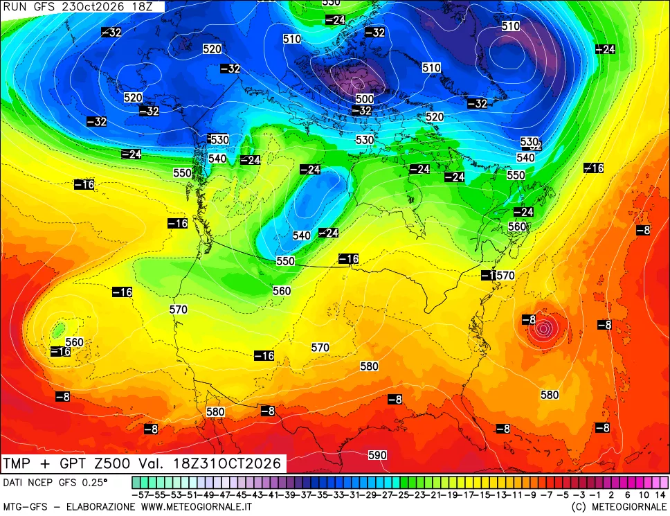 mappa 500 hPa Temp + GPT