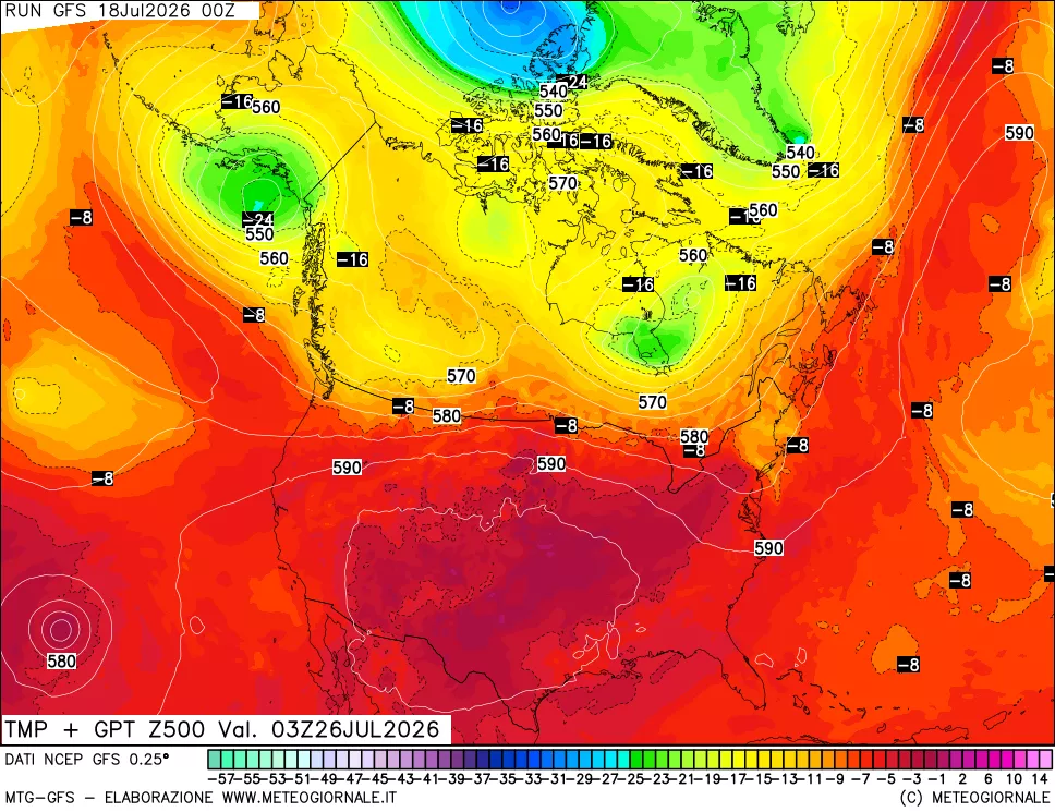 mappa 500 hPa Temp + GPT