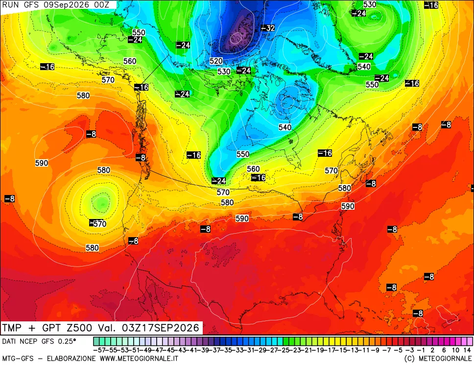 mappa 500 hPa Temp + GPT