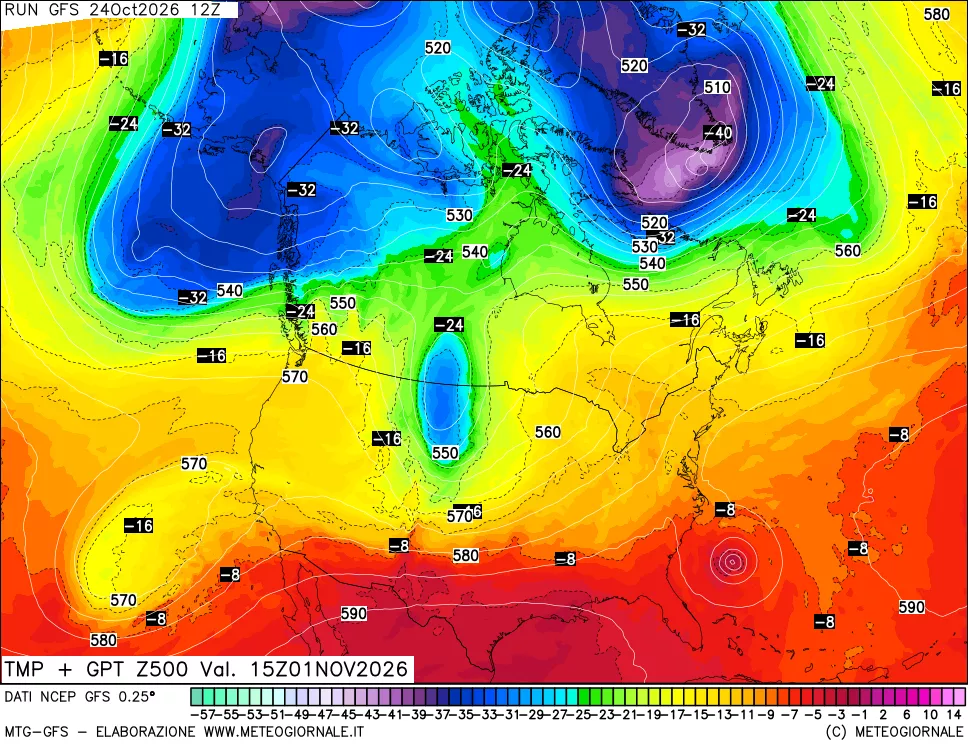 mappa 500 hPa Temp + GPT