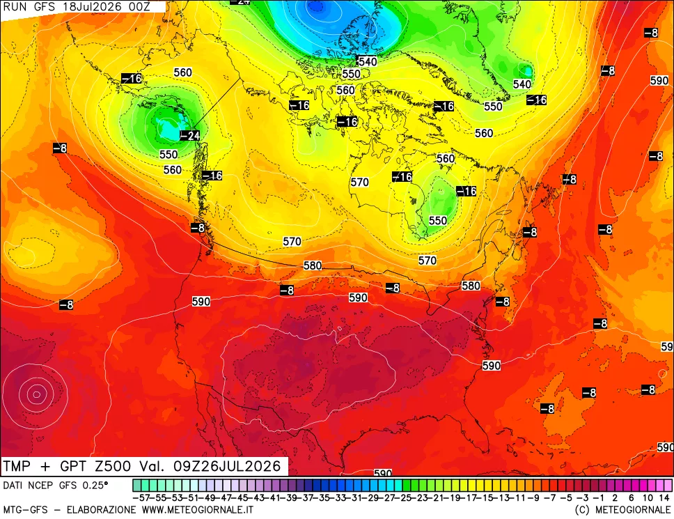mappa 500 hPa Temp + GPT