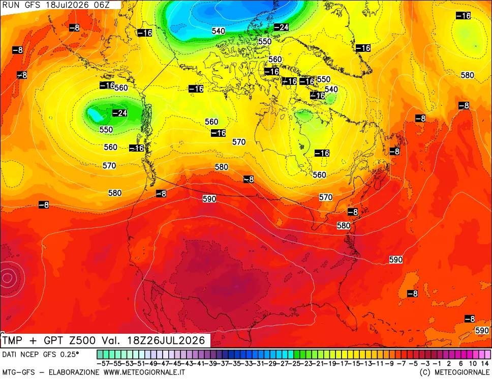 mappa 500 hPa Temp + GPT