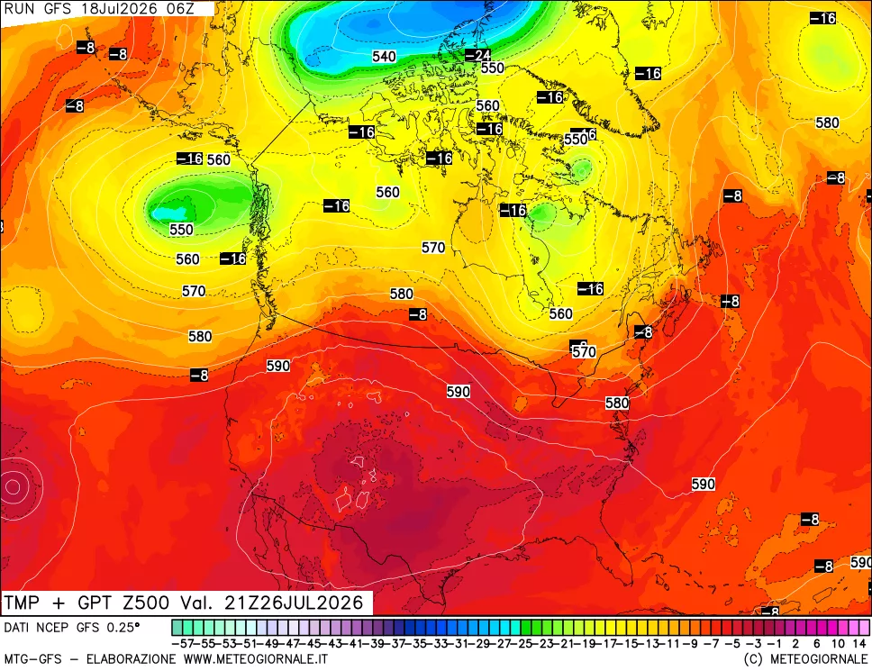 mappa 500 hPa Temp + GPT