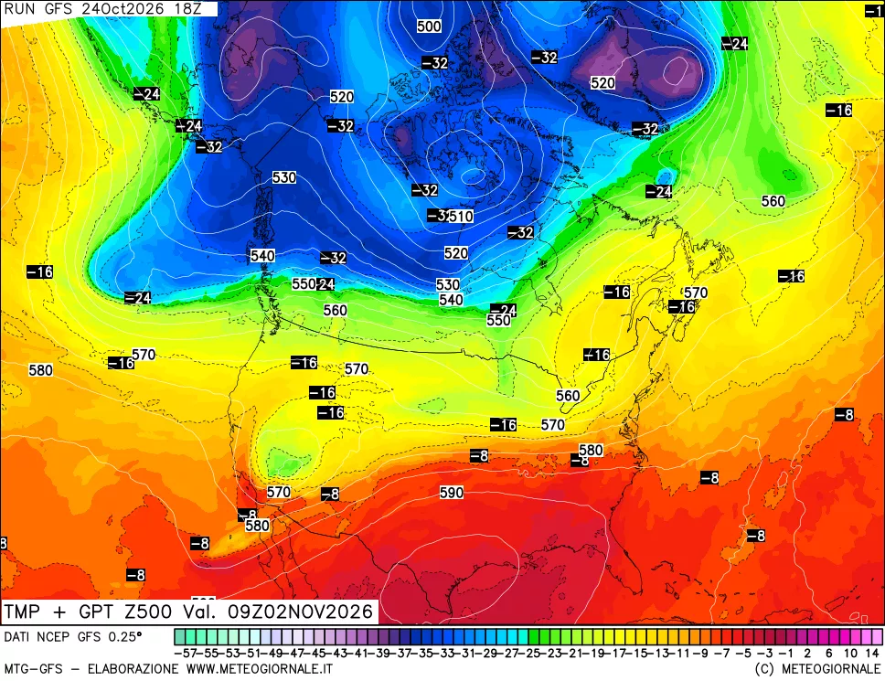 mappa 500 hPa Temp + GPT