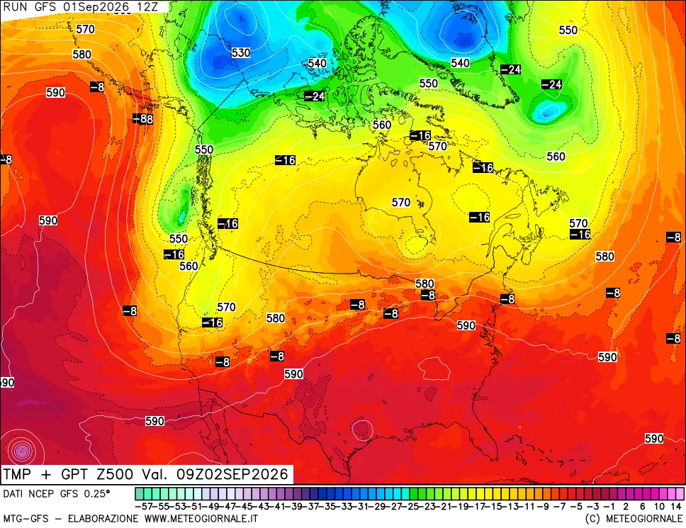 mappa 500 hPa Temp + GPT