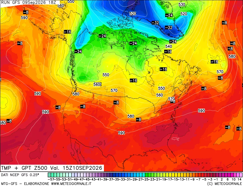 mappa 500 hPa Temp + GPT