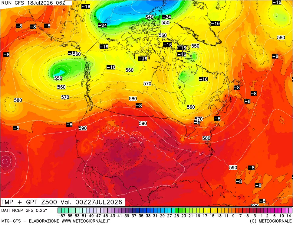 mappa 500 hPa Temp + GPT
