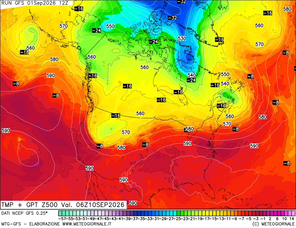 mappa 500 hPa Temp + GPT