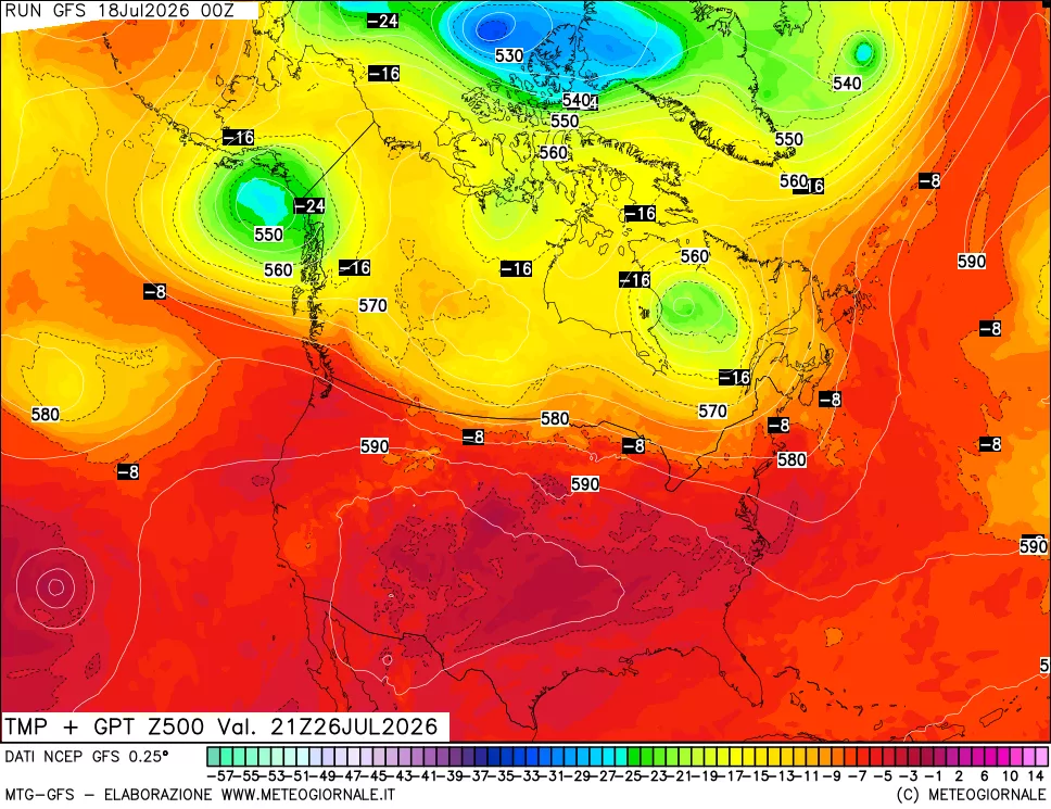 mappa 500 hPa Temp + GPT