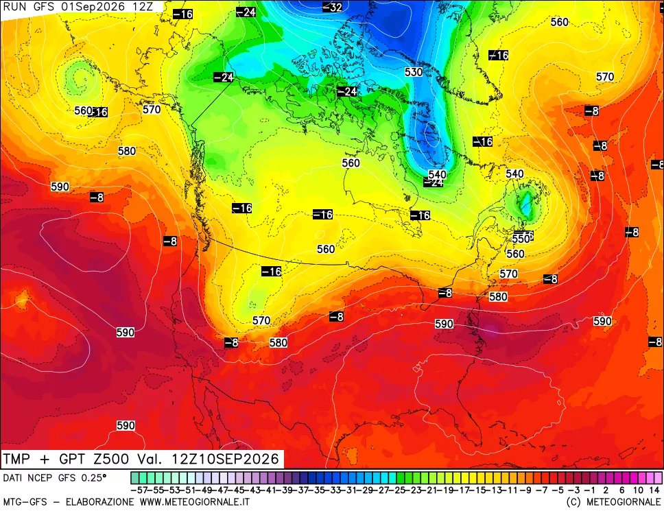 mappa 500 hPa Temp + GPT