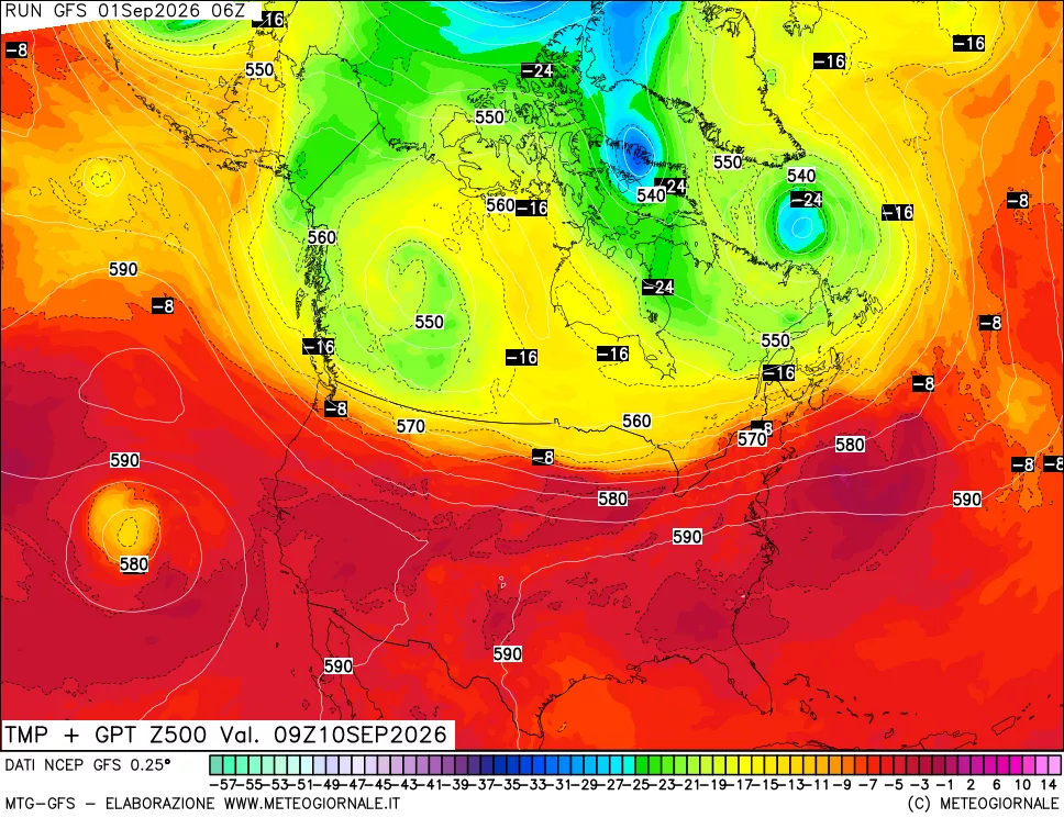 mappa 500 hPa Temp + GPT