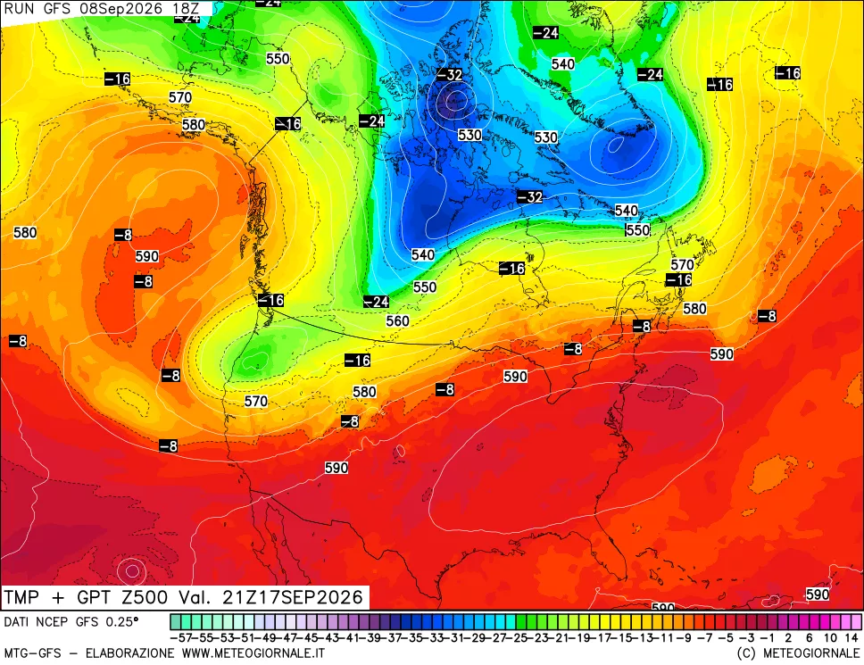 mappa 500 hPa Temp + GPT