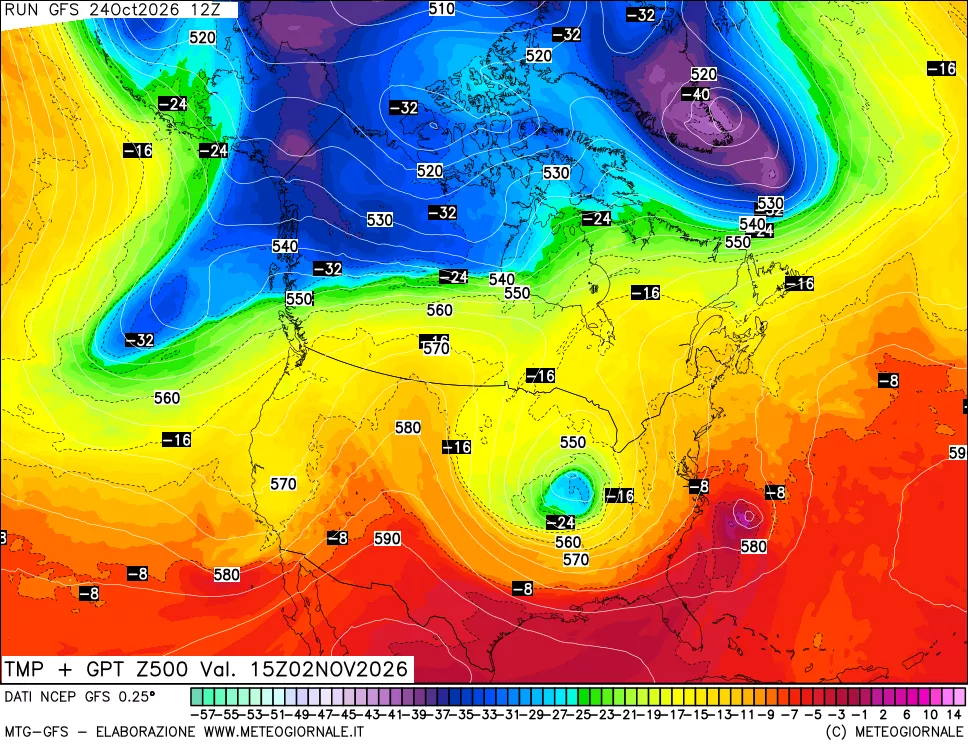 mappa 500 hPa Temp + GPT