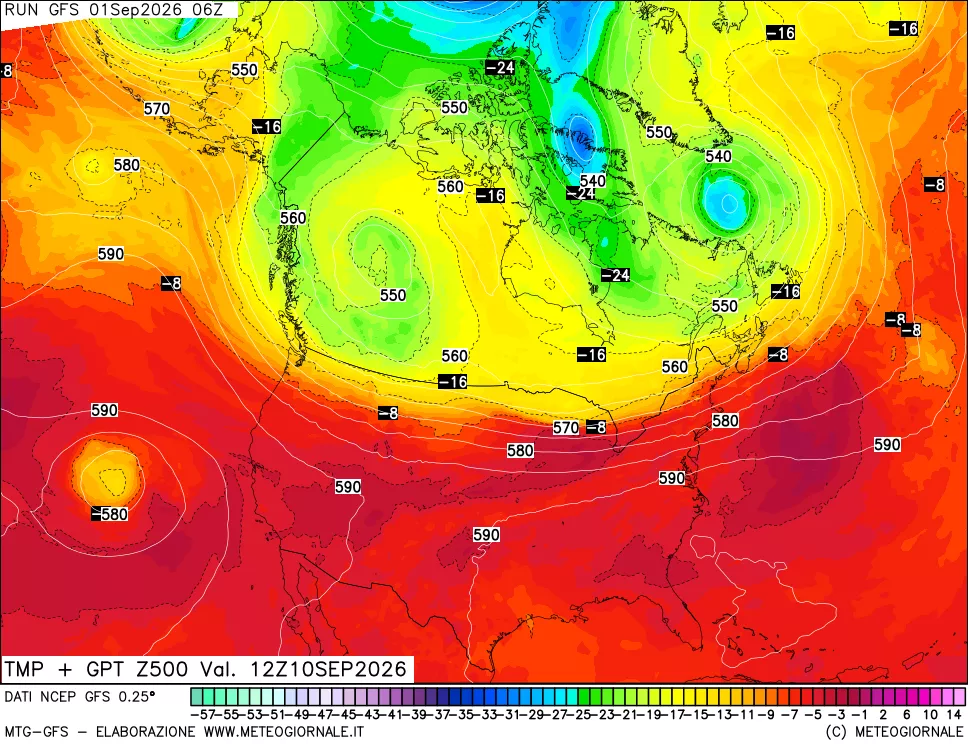 mappa 500 hPa Temp + GPT