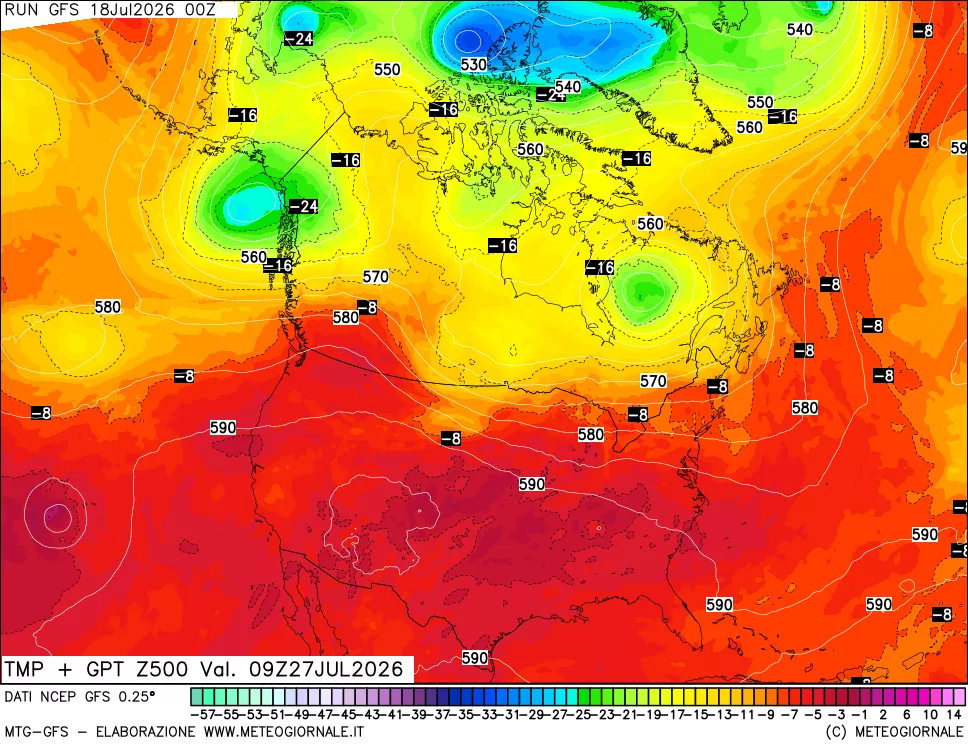 mappa 500 hPa Temp + GPT