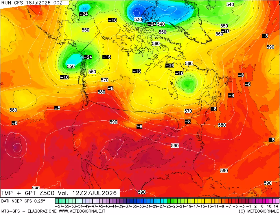 mappa 500 hPa Temp + GPT
