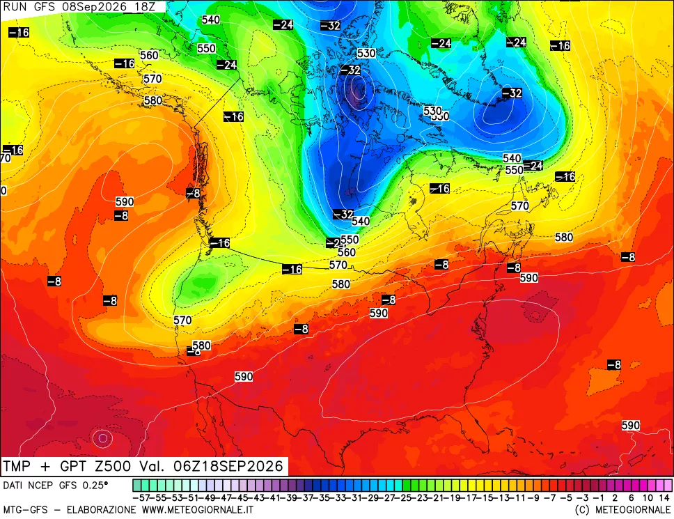 mappa 500 hPa Temp + GPT