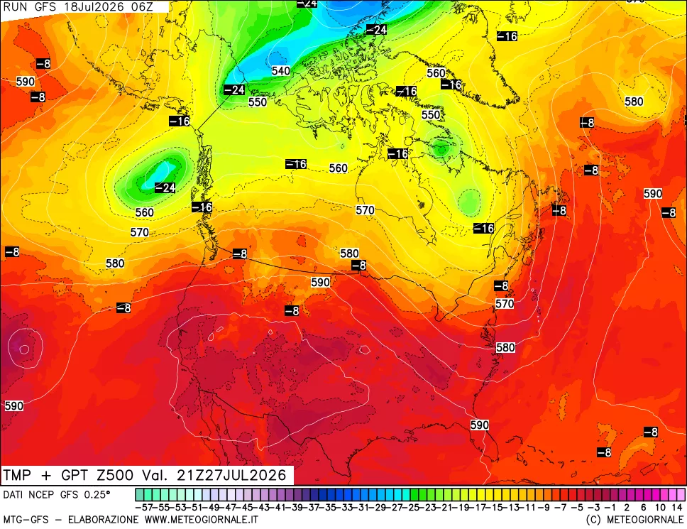 mappa 500 hPa Temp + GPT