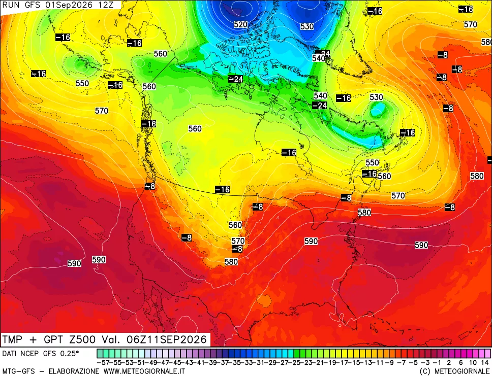 mappa 500 hPa Temp + GPT